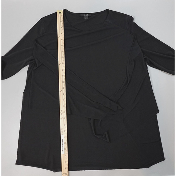 COS Top Womens 10 Black Tiered Tunic Minimalist Corporate Goth Career - Picture 14 of 16